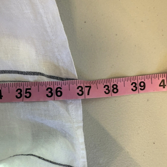 Inizio Midi Dress Womens Size L Italian 100% Linen White Stripe Beachy Coastal - Picture 6 of 7